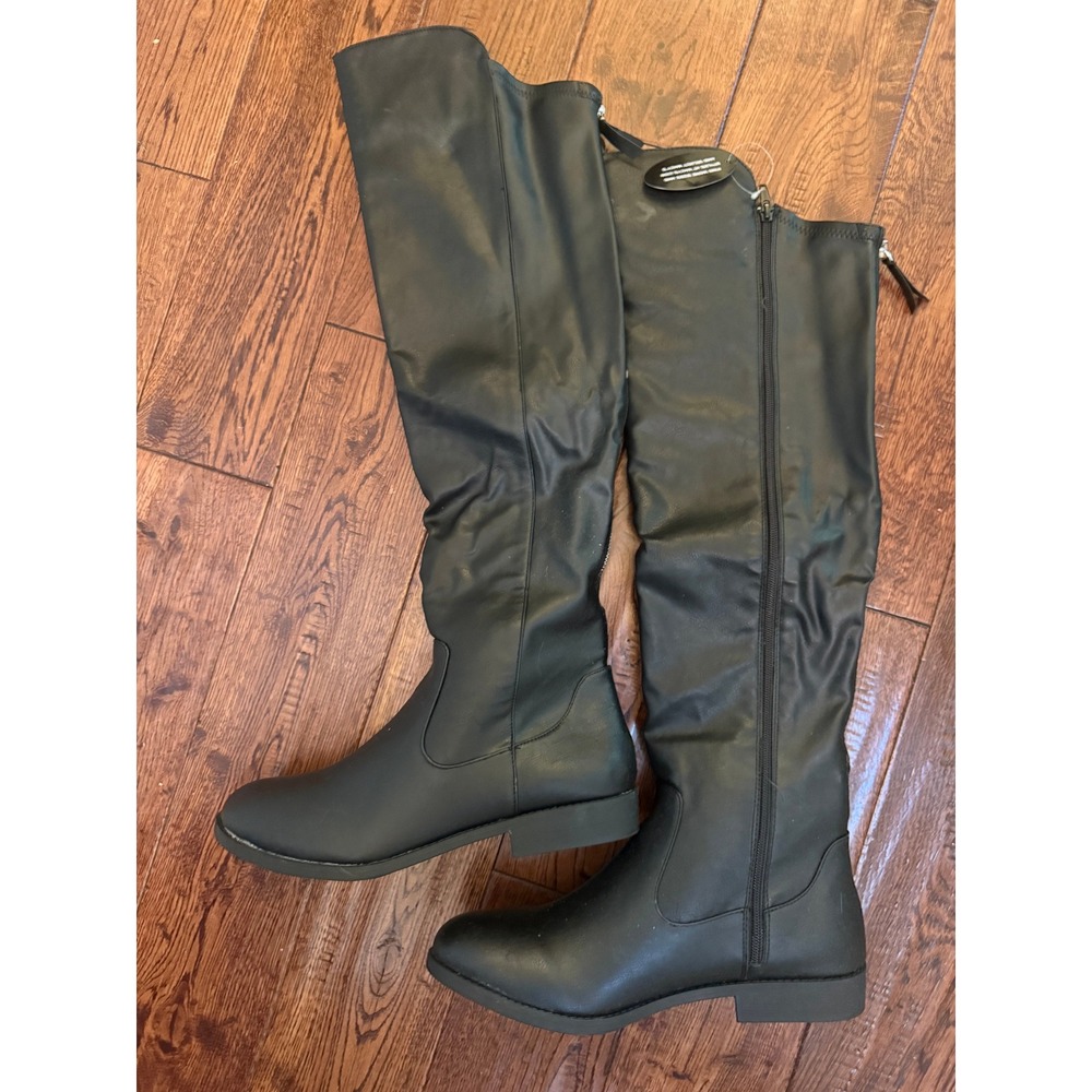 Style & Co Black Over The Knee Boots Wide Calf Women 12 Hayley Low Heel